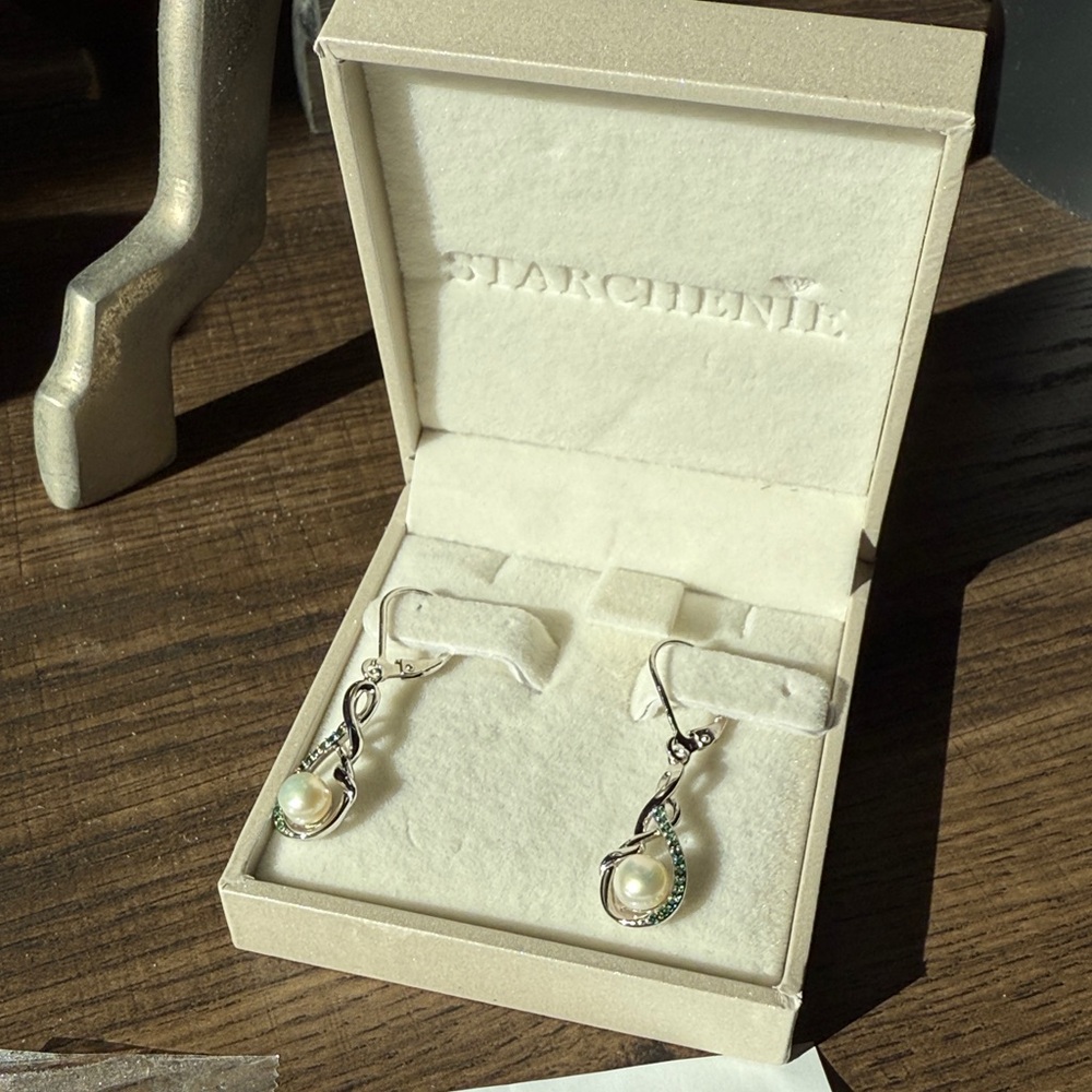 Starchenie freshwater cultured pearl drop & dangle earrings for women 925 sterli